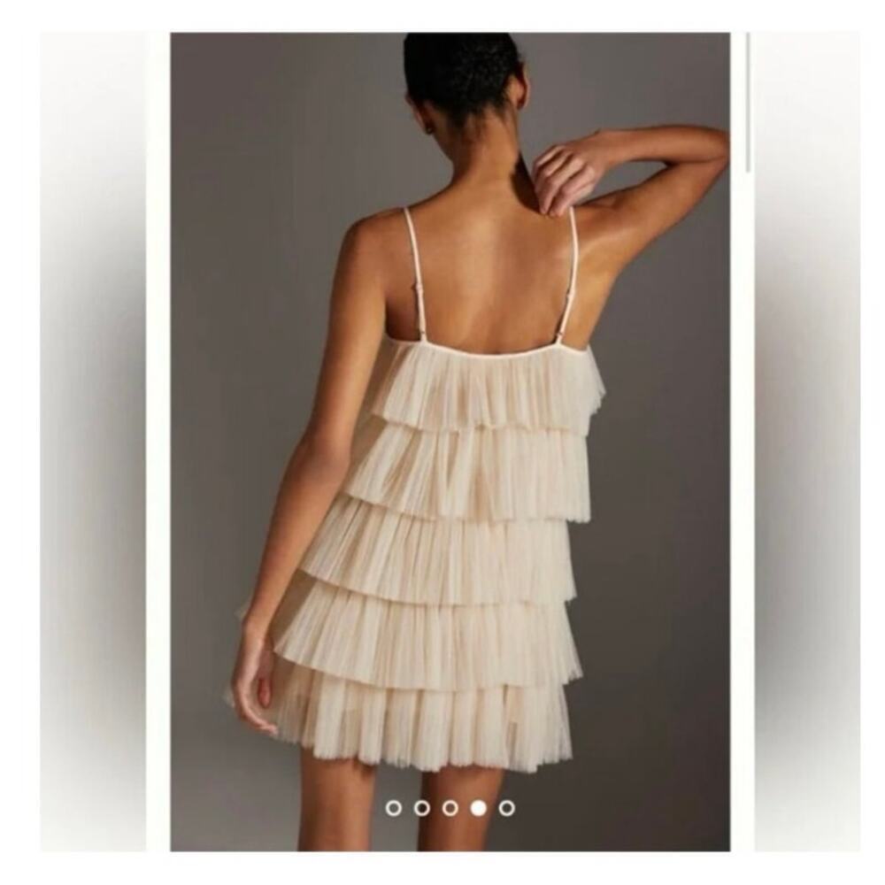 Maeve Anthropologie Maeve Strappy Tiered Tulle Mini Dress sz xl - Picture 4 of 6